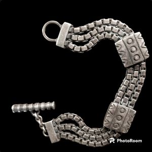 Sterling silver 925 Lisa Jenks Modernist abstract toggle bracelet heavy …